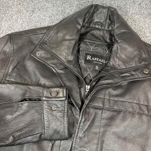 Raffaelo Leather Mens Black Zip Front Quilted Lined‎ Jacket Coat Size M